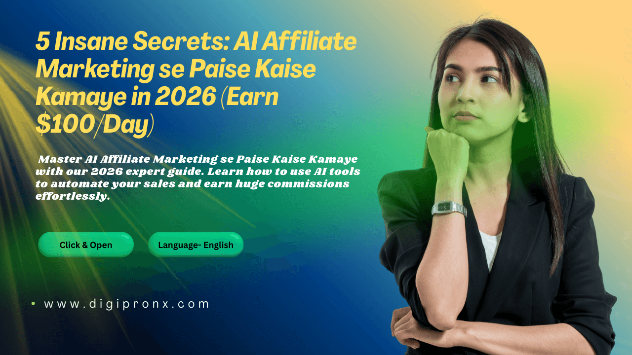 5 Insane Secrets to AI Affiliate Marketing se Paise Kaise Kamaye in 2026 showing a modern workspace with digital earnings and automated marketing tools.