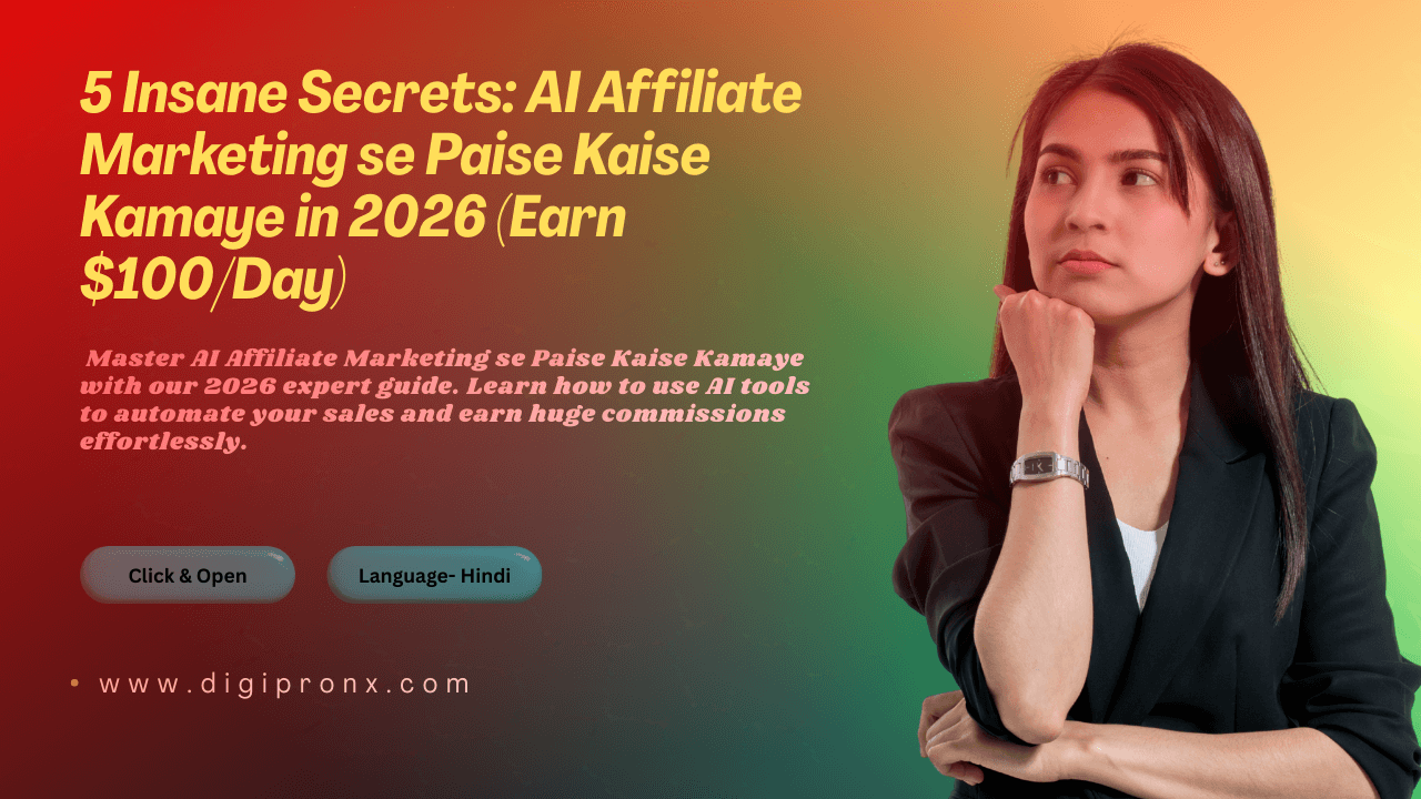 5 Insane Secrets to AI Affiliate Marketing se Paise Kaise Kamaye in 2026 showing a modern workspace with digital earnings and automated marketing tools.